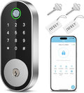 Fingerprint Smart Deadbolt with Keypad – Keyless Entry Lock for Home, Apartment, Office, Airbnb, Rental, Kids & Seniors, App & Code Access, Auto-Lock, Easy DIY Install, Compatible with Alexa & Google - color: Silver