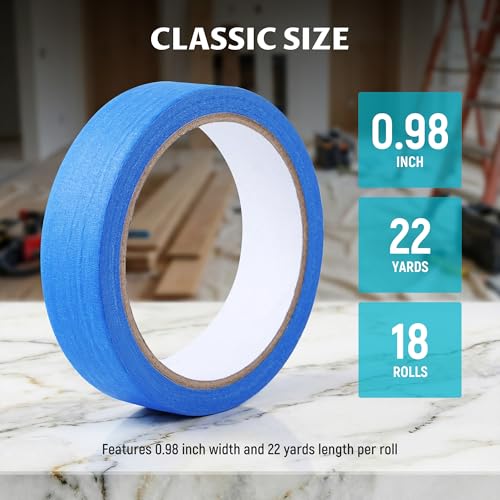 Lichamp 1 inch Blue Painters Tape Blue Masking Paper