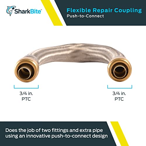 SharkBite 3/4 x 18 Inch Flexible Repair Coupling Hose, Push To Connect Brass Plumbing Fitting, PEX Pipe, Copper, CPVC, PE-RT, HDPE, U3016FLEX18LF - size: 3/4 in. x 3/4 in. x 18 in., style: SharkBite