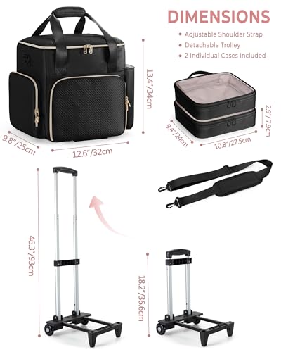 Rolling Hair Tools Travel Bag, Hairstylist Bag with Wheels, Black - color: Black