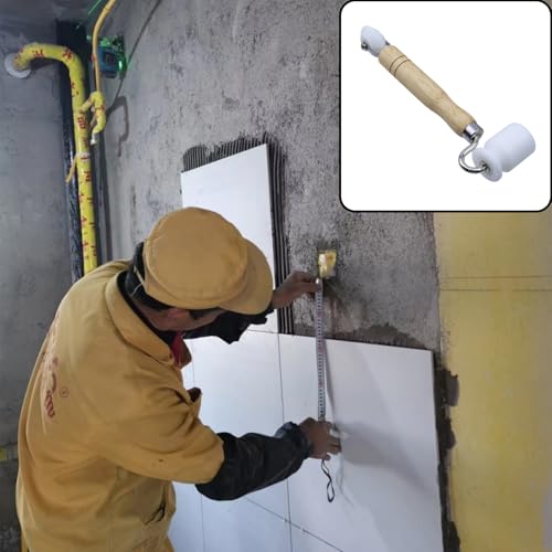Dual End Seam Roller, Wood Handle, 1Pc - color: Beige