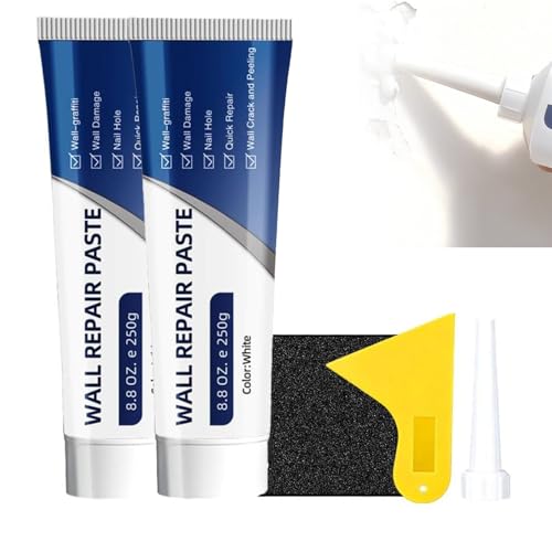 2PCS Drywall Repair Kit with Scraper, Wall Repair Paste Tube Kit with Scraper, Quick Drying Wall Mending Agent for Holes & Cracks, Multi-Functional Drywall Patch Paste Repair Kits for Home DIY