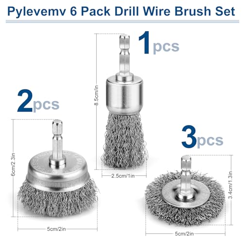 6Pcs Wire Wheel Brush Set, Carbon Steel Wire Brush for Drill - style: 6PCS