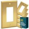 Rio Salto BRASS Gold Light Switch Cover Rocker Switch Plate Outlet Covers Brushed Gold 5 Pack Premium Wall Plate Cover — Deco Collection, Standard 4.50" x 2.75" - color: Rocker / Outlet 1-Gang (5-Pack)