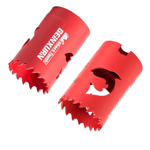 Geinxurn 1-1/4 Inch(32mm) Hole Saw, 2PCS HSS Bi-Metal Hole Saw Kit with Shark Tooth Hole Cutter for Wood,Drywall, PVC Boards and Thin Metal - color: 2 PCS 1-1/4"
