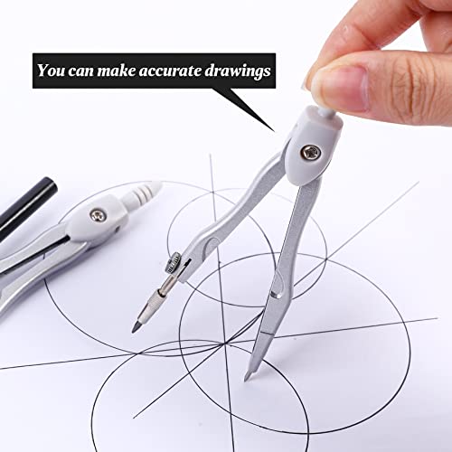 Unjoo Math Geometry Set 10 Pcs, Compass and Protractor for Students(Grey - color: Grey