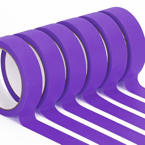 HongWay Masking Tape 1 Inch, 6 Rolls x 22yd (132yds in Total) Painters Tapes for Painting Labeling Arts Crafts, Easy Removal, No Residue (0.94in Purple) - color: Purple, size: 0.94IN*22YD