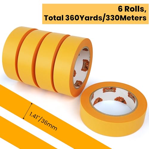 TAPEBEAR Delicate Surface Masking Tape 1.41" x 60Yard Washi Tape - color: Orange, size: 1.41" x 60Yard