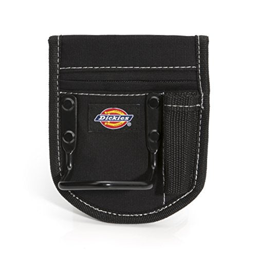 Dickies 2-Compartment Hammer Holder for Tool and Work Belts, Durable Canvas, Includes Tool Loop and Pocket, Fits up to 4.5-inch Belts, Black - color: Black