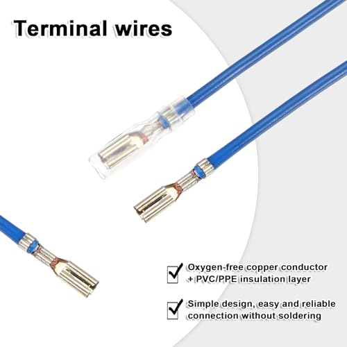 MECCANIXITY 30Pcs 2.8mm Female Spade Crimp Terminal with 20cm Wires - color: Blue, size: 2.8mm, 20cm L