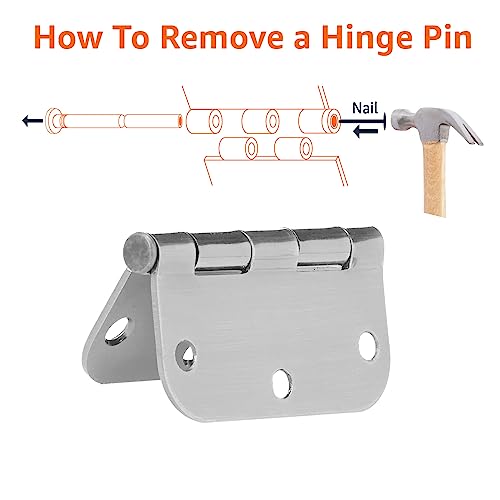 Amazon Basics Rounded Interior Door Hinges with Screws, 3.5" x 3.5", Satin Nickel, Curved Corners, 18-Pack - color: Satin Nickel, size: 18 Pack