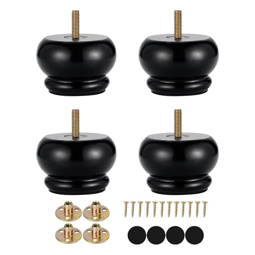 2 Inch Small Wooden Bun Feet for Furniture Replacement Legs Set of 4 - color: 2 Inch Black Small