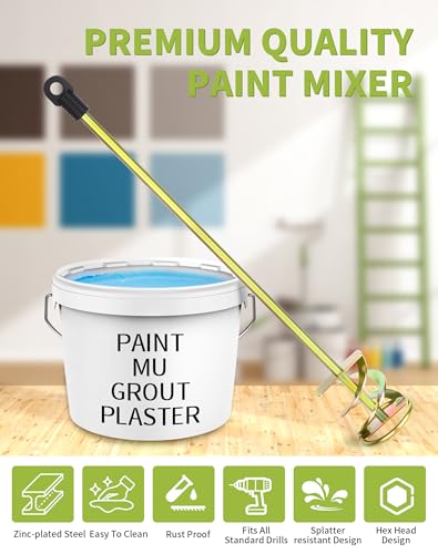 Paint Stirrer for Drill, Mixing Paddle Attachment, 1-5 Gallon, Zinc Plated