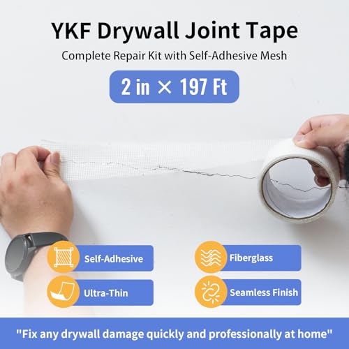 YKF Drywall Repair Kit, 18 oz Ready to Use Quick Dry Wall Repair Paste with Scraper and Self-Adhesive Mesh, White Spackle Putty for Small Holes, Nail Holes, Dents and Cracks