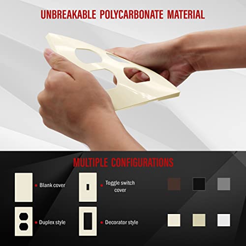 ENERLITES Screwless Double Duplex Outlet Covers Wall Plate, Light Almond - color: Light Almond, size: Screwless