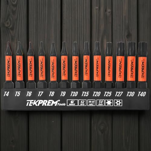 Long Torx Bit Set with Magnetic Bit Driver,TEKPREM 13-Piece Security Torx Screwdriver Bit Set with 2 inch T4 T5 T6 T7 T8 T9 T10 T15 T20 T25 T27 T30 T40 Tamper Resistant - size: 2" Long Torx Bits