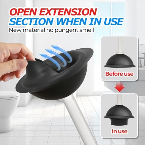 FORASTO Toilet Plunger with Holder - Heavy Duty Bathroom Cleaning Tools - color: Cream Gray, size: 1Pack