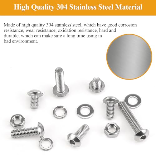 245 Pieces M5 Screws Nuts Washers Set, Sutemribor M5 x 6/8/10/12/16/20/25mm Button Head Socket Cap Screws Nuts Washers Assortment Kit, 304 Stainless Steel, Fully Threaded - size: M5, style: Button Head Socket Cap