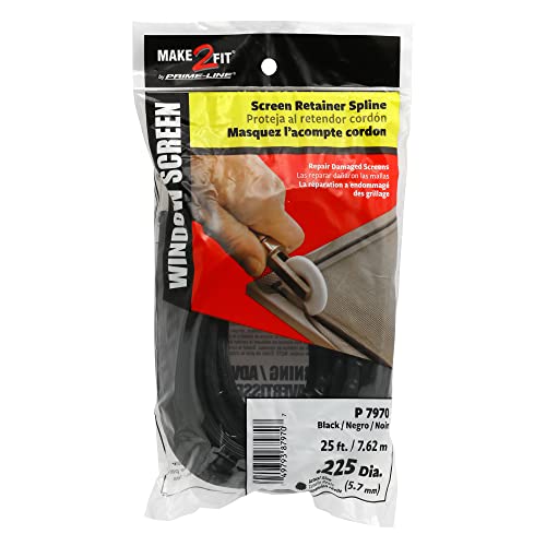 Prime-Line P 7970 Screen Retainer Spline, 0.225 In., 25 ft., Black (1 Roll) - size: 0.225 in.