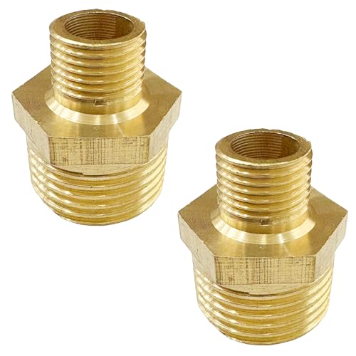 3/8" x 1/8" Male Threaded Hex Nipple Reducer Brass NPT Pipe Fitting Adapter Straight Connectors Pack of 2 - size: 3/8" x 1/8" -2 Pack
