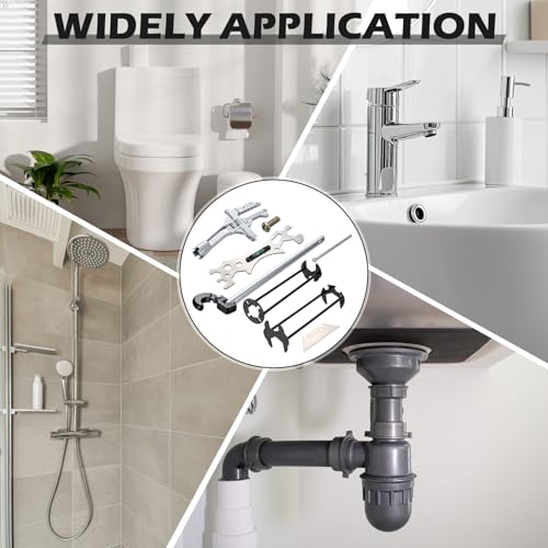 5 Pcs Multifunctional Basin Wrench Set Universal Faucet Nut Spanner Removal Plumbing Tools for Sink Faucet 6 75mm Adjustable Short Handle and Hex Wrench for Kitchen Washbasin Tube Bathroom