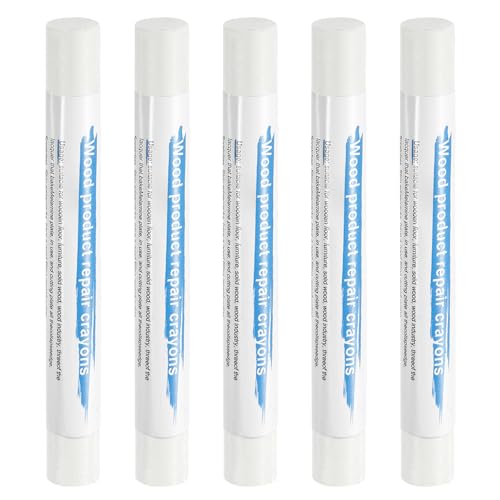 HARFINGTON 5pcs Wood Filler Sticks Wooden Wax Touch Up Furniture Repair Crayons for Scratch Hole Wood, Pure White - color: Pure White