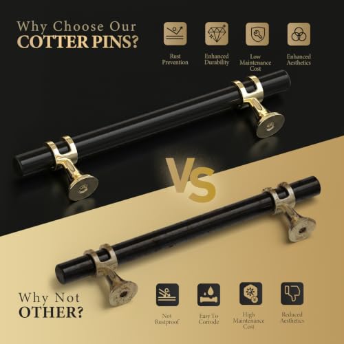 Haliwu 10 Pack 3-3/4 Inch Black and Gold Cabinet Handles | 96mm Hole Center, Solid Aluminum and Zinc Alloy, Kitchen Pulls Hardware for Bathroom Drawer Dresser - color: Black&Gold, size: 3-3/4 inch (96mm) hole spacing