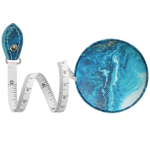 Tape Measure for Body Measuring Fabric Sewing Tailor Ruler Flexible Soft Pocket Small Mini Body Measurement Cloth Measuring Tape 60 Inch Premium Leather Retractable Tape Measure - color: Ocean Blue 1 pack