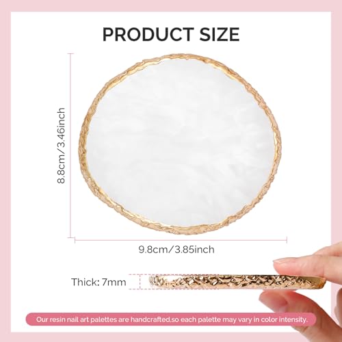MelodySusie 1Pc Round Resin Nail Art Palette Color Mixing Board White - color: White Round Without Spatula