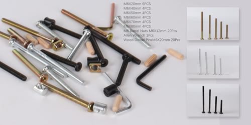 Baby Bed Frame Bolts, Crib Screws Hardware ReplacementKit M6x20/40/60/80mm Hex Drive Socket Cap Screws Barrel Nuts Wooden Dowel Kit for Beds Chairs Furniture et (Silver-26set) - size: Silver-26set