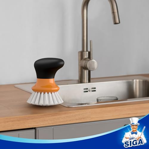 MR.SIGA Dish Scrub Brush, Palm Brush Dish Scrubber, Orange, Pack of 2 - color: Orange