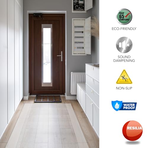 RESILIA Premium Clear Floor Protector Mat – Heavy-Duty Plastic Vinyl Covering for Hardwood, Tile, or Laminate Floors, Table, or Desk –American Modern Pattern 27" x 6' Waterproof Roll, Made in USA - size: 2'3" x 6'