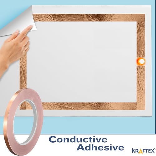 Kraftex Copper Tape 1/4 inch x 66ft. Copper Foil Tape for Stained Glass Soldering with Conductive Adhesive. Great Shielding for Guitars, EMI Shielding, Jewlery Making and Crafts - size: 1/4" x 66ft