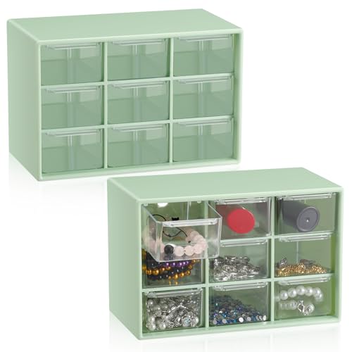 Wenqik 2 Pcs Mini Storage Drawers, Green - color: Green