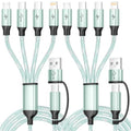 4 in 2 Multi Charging Cable, USBA/C Universal Charging Cords 2 Pack 5FT - color: Mint Green &Sliver