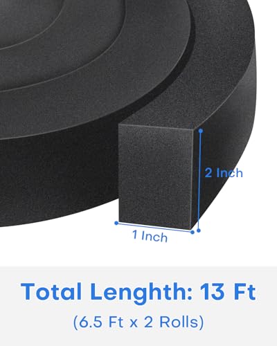 2Packs Air Conditioner Foam Tape with Adhesive, 1''X2''X 6.5 Ft Window Weather Stripping, High Resilience Ac Window Seal Kit Foam Insulation for Winter Summer (6.5ft X 2 Rolls, Black) - color: 2 PCS, size: 1''X2'' Black