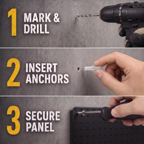 Steel Pegboard Tool Wall Organizer, 6Pack 14.76 x 10.82 in, 6 Bins, Black - color: Black, size: 14.76"x10.82"- 6 Pcs