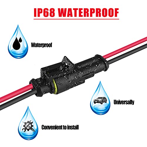 MUYI 2Pin Way 16AWG Waterproof Electrical Connector 2 Wire Connectors-5 Kit - style: 2wire connector(5 sets)