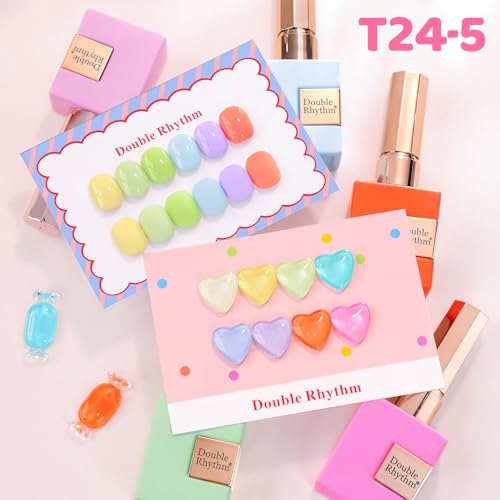 Double Rhythm 28Pcs 0.5Oz Gel Nail Polish Set Same Color Same Bottle Gel Polish Kit Nail Art Manicure Salon DIY at Home for Women (Pastel Candy Collection-T24-5) - color: Pastel Candy