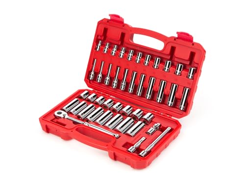 TEKTON 3/8 Inch Drive 6-Point Socket and Ratchet Set, 42-Piece (6-24 mm) | SKT15201 - size: 42-Piece (6 - 24 mm)