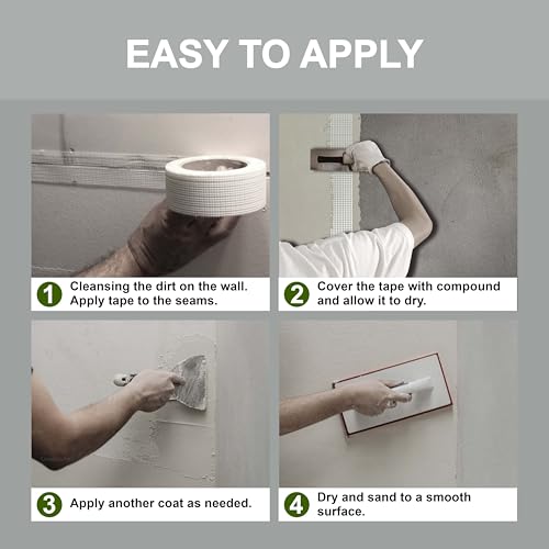 Drywall Joint Repair Tape Self Adhesive Fiberglass Wall Repair Tape Drywall Mesh Tape 2 Inch x 66 Feet Self Adhesive Fiberglass Wall Crack and Seam Patch - size: 2 in x 66 Ft