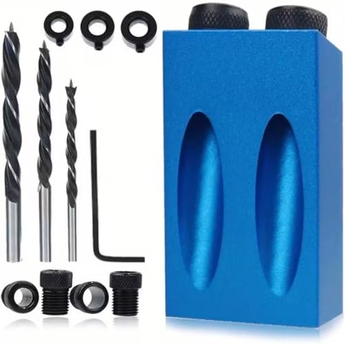 Wood Woodwork Guides Joint Angle Tool Carpentry Locator - 14pcs Pocket Hole Jig 15Degree Woodworking Inclined Hole Fixture 6/8/10mm Drill Bits Dowel Screw Drill Jig Joinery Kit Carpenters