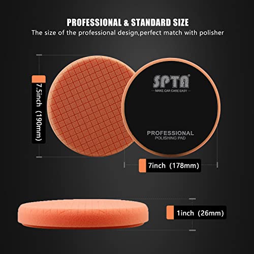 Buffing Polishing Pads, SPTA 5Pcs 7.5 Inch Face for 7 Inch 180mm Backing Plate Mix Cutting Force Buffing Pads Cutting Polishing Pad Kit for Car Buffer Polisher Compounding,Polishing, Waxing-SPTA0010 - size: 7 Inch