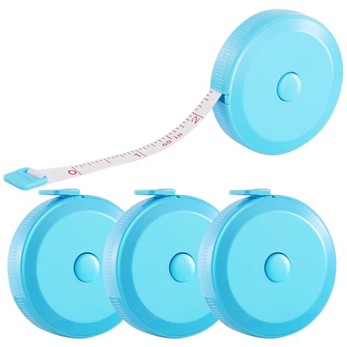 4 Pack Soft Retractable Measuring Tape,60-Inch 150cm,The Light Blue Double Scale Measurement Tape,for Body Measuring Sewing Tailor Cloth Knitting Home Craft Measurements - color: 4 Pack (The light blue)
