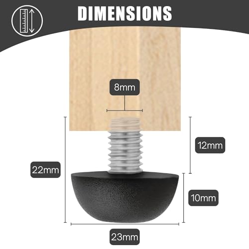 Project Patio 8mm x 1.25 M8 Leveling Feet, Outdoor Furniture Levelers 16-PK