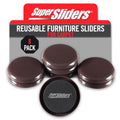 Super Sliders 2-1/2" Round Reusable Furniture Sliders for Carpet, Anti-Slip Protective Furniture Moving Pads for Beds, Sofas, Dressers, Set of 8, Brown