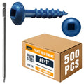 ALBO 500 PCS #8 x 1 Pocket Hole Screws, Heavy Duty Carbon Steel, Zinc Coated, Square Drive Wood Screws for Strong Wood Joinery, Cabinets & DIY Projects - color: Blue, size: #8 x 1"