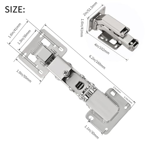 BADALU 1 Pair 175 Degree Frameless Soft Close Cabinet Hinges, Heavy Duty Hidden Hydraulic Lazy Susan Hinges Concealed for Corner Cabinet, Cupboards, Wardrobe(No Cup Grooving) - style: 175 Degree Frameless Soft Close Cabinet Hinges - 2 Pack