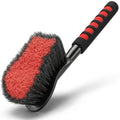 TAKAVU 17.5in Tire Brush, Soft Bristle Long Handle, Scratch-Free (Red) - color: Red