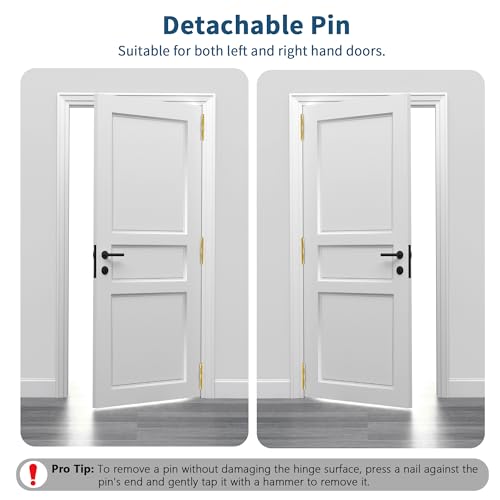 3 Pack Brushed Gold Door Hinges 4 Inch, Exterior Door Hinges - color: Brushed Gold, size: 4" 3 Pack